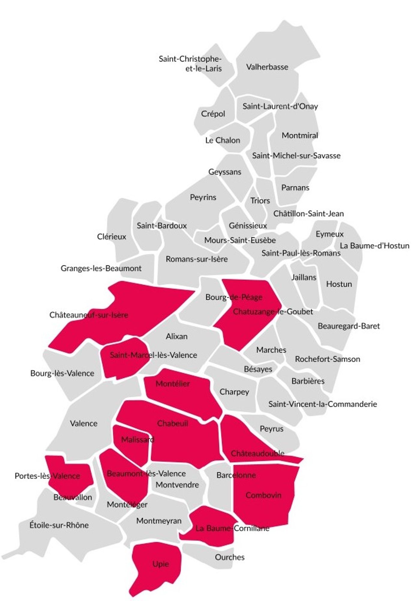Les communes adhérentes au service commun des archives